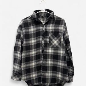 Black and Gray Plaid Oversized Winter Flannel